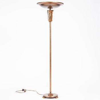 Atelier Torndahl, attributed to, a Swedish Grace brass uplight, 1930-1940s.