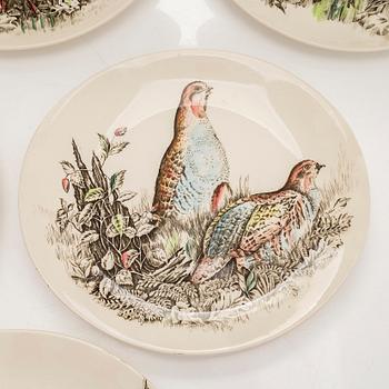 9 “Birds” plates, earthenware, Johnson Bros, England, first half/mid-20th century.
