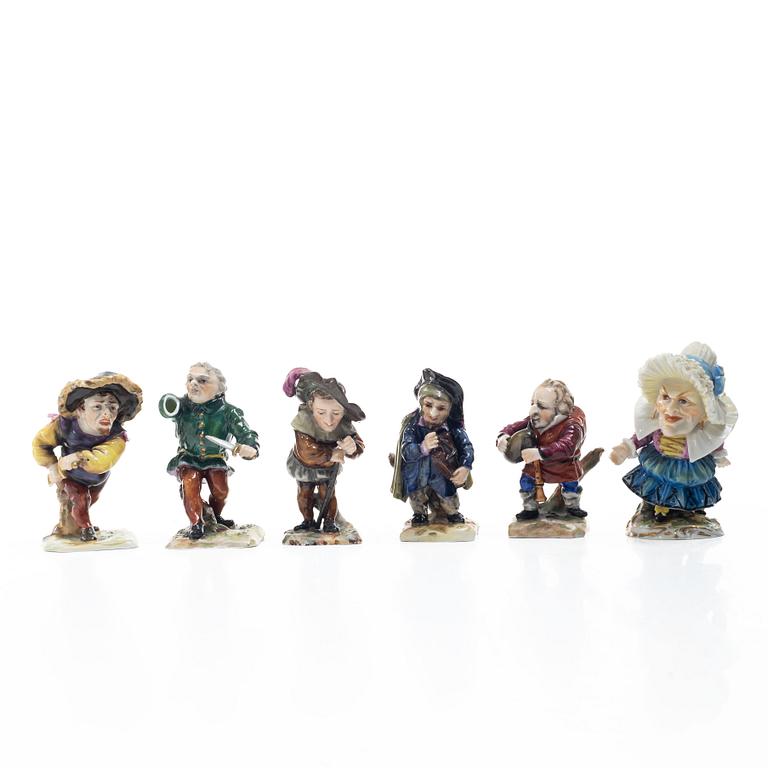 Figurines, 6, porcelain, Naples.