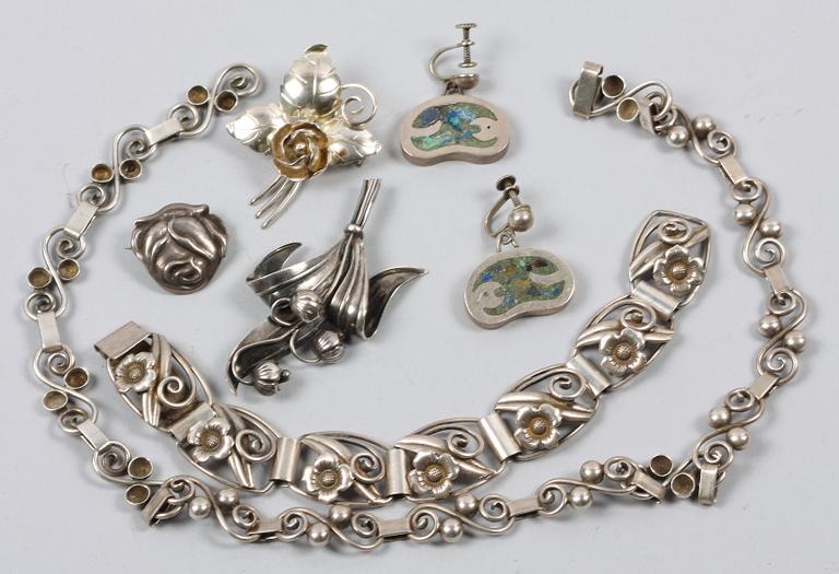 PARTI SILVERSMYCKEN, 6 delar, 1900-tal. Bl a Victor Jansson, Lindesberg.