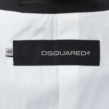 DSQUARED, a black cotton and silk two-piece suit consisting of jacket and pants. Size 42.