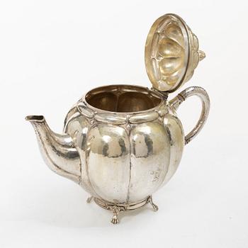 A silver teapot, with Swedish import marks, presumably 1920's-50s.