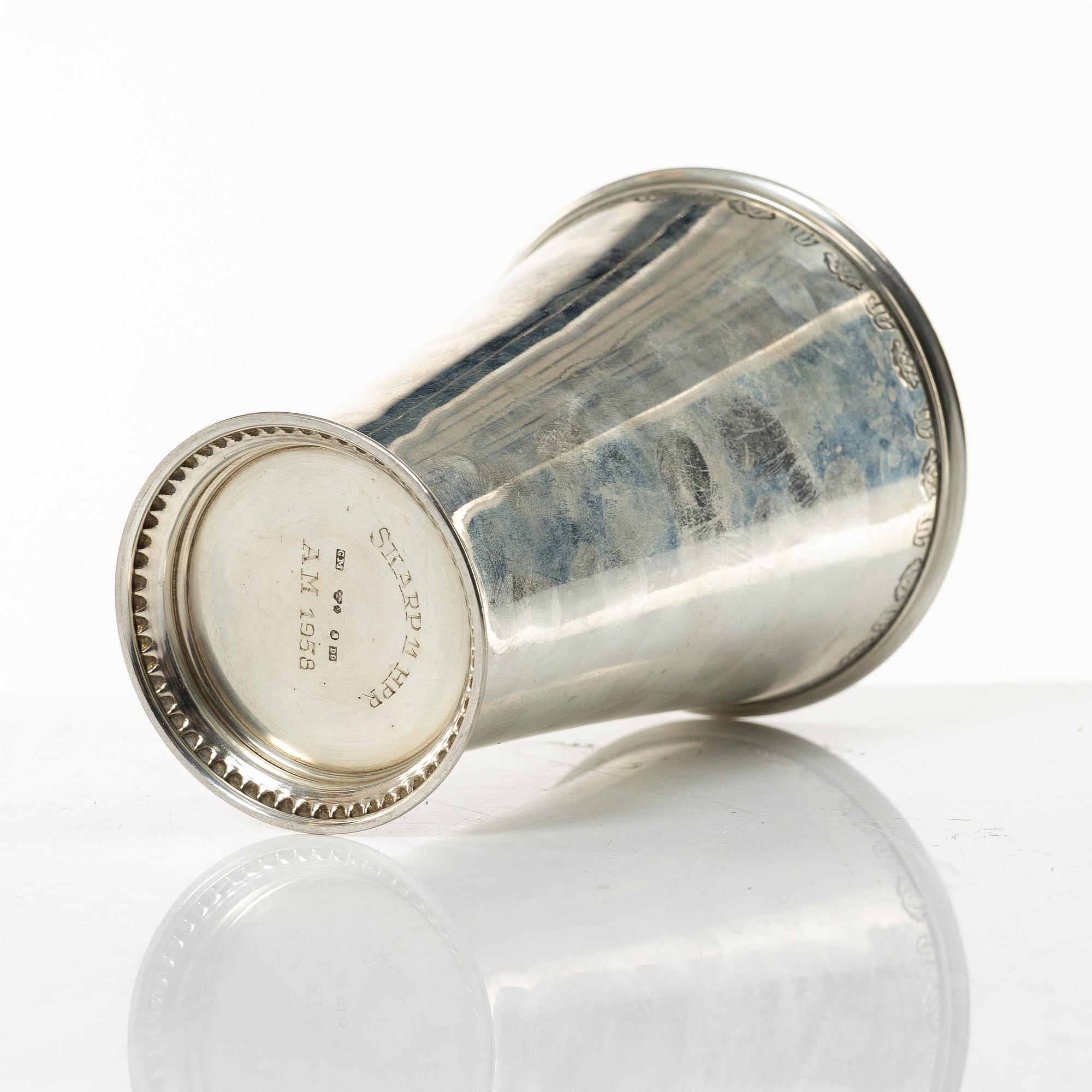 Samling silver, mestadels GEWE, 7 delar, vikt ca 550 gram.