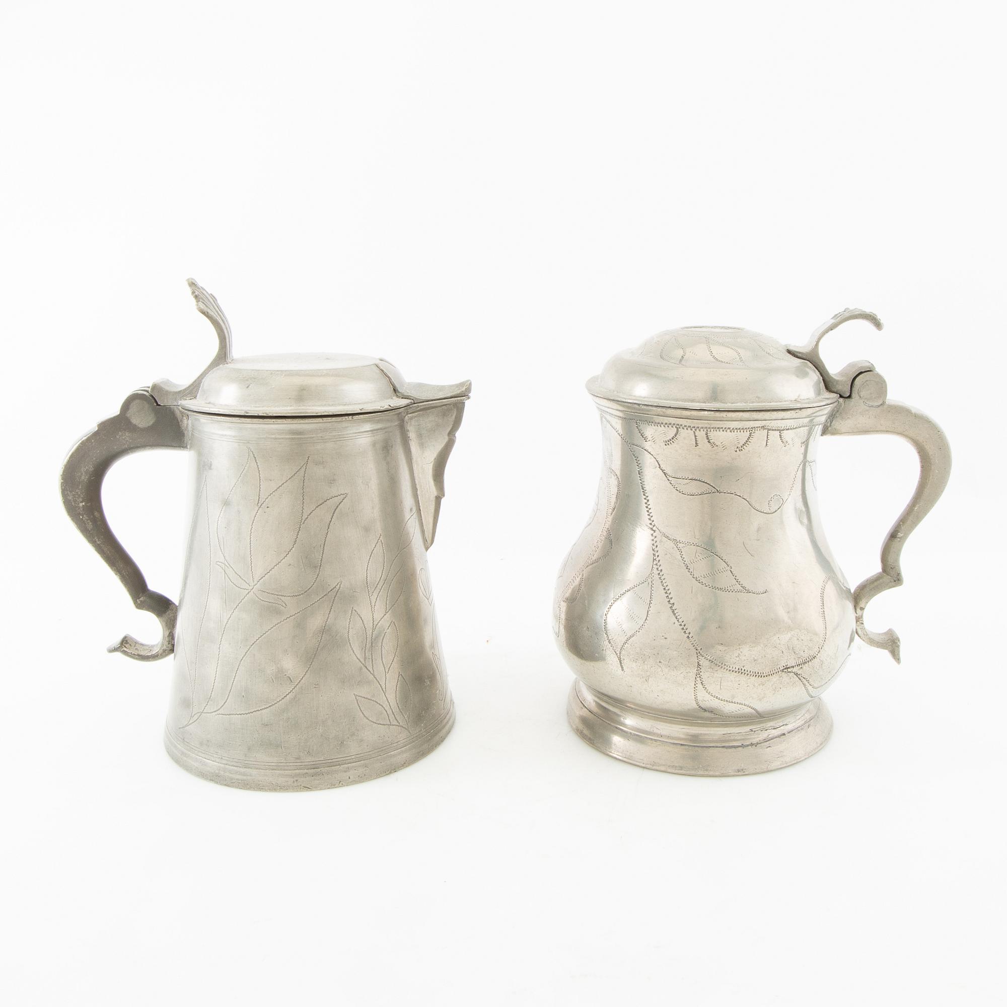 Candle holders 5 pcs Sweden/Germany 19th century tin.