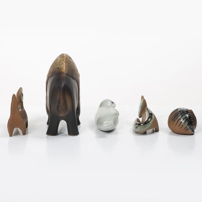 Lisa Larson, Figurines, 5 pcs, stoneware, Gustavsberg.