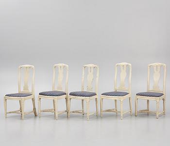 An assembled suite of 10 Transitional chairs, Stockholm, later part of the 18th century.