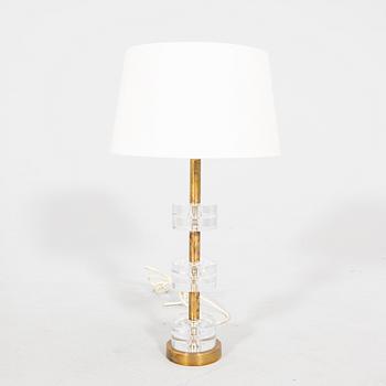 A Carl Fagerlund glass and brass table lamp Orrefors 1970s.