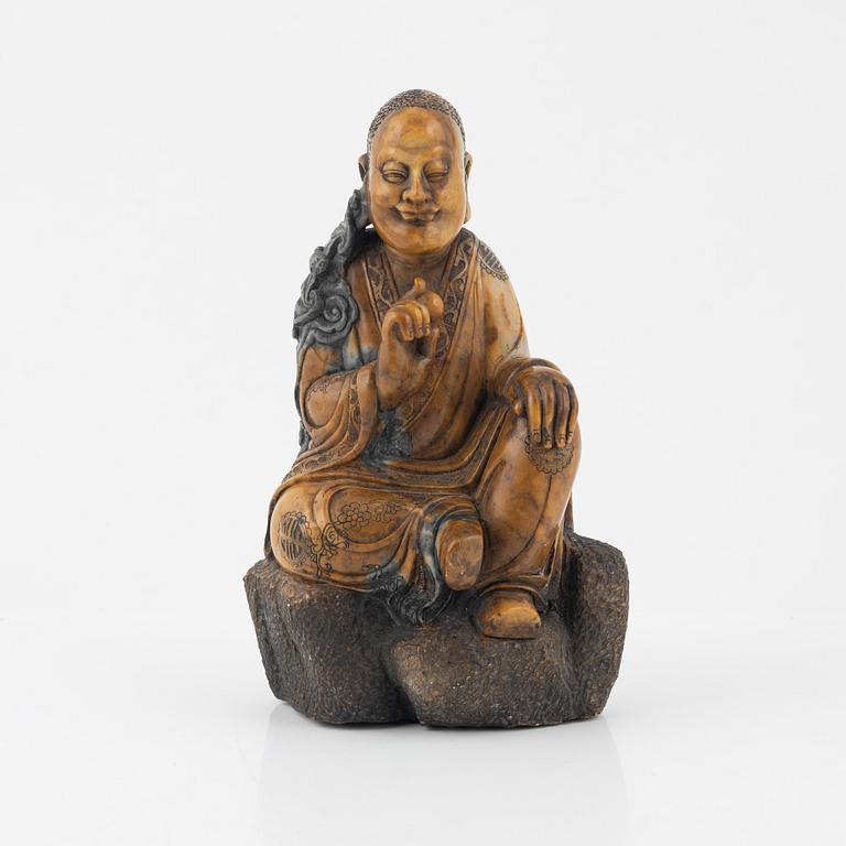 A soapstone sculpture of a lohan, late Qing dynasty.