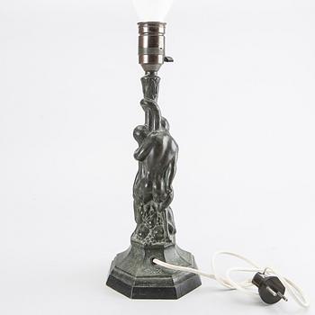 AXEL GUTE, bordslampa, 1920-tal, brons.