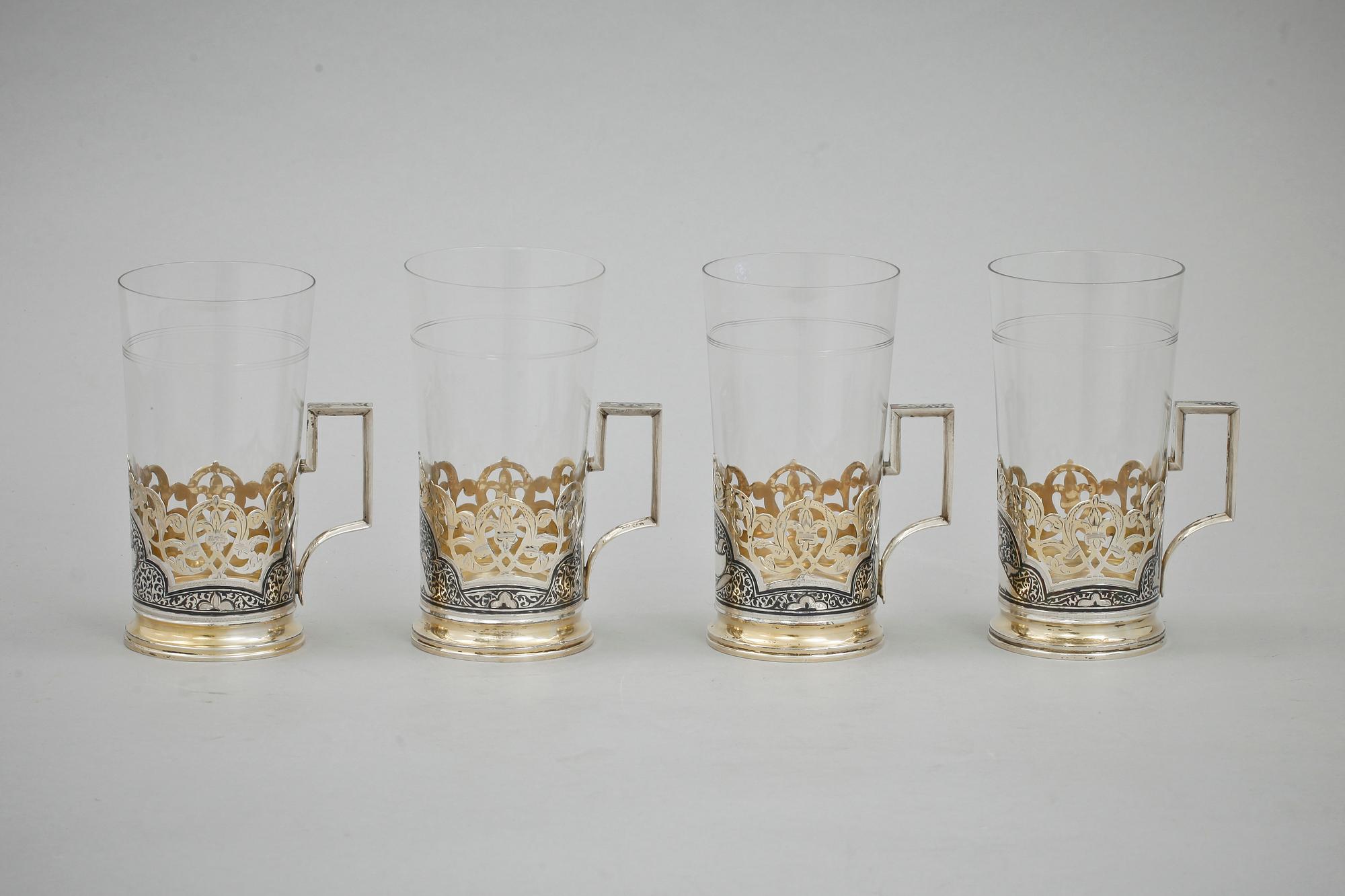 TEGLAS, 4 st, silver, Sovjetunionen. Tot vikt ca 344 g.