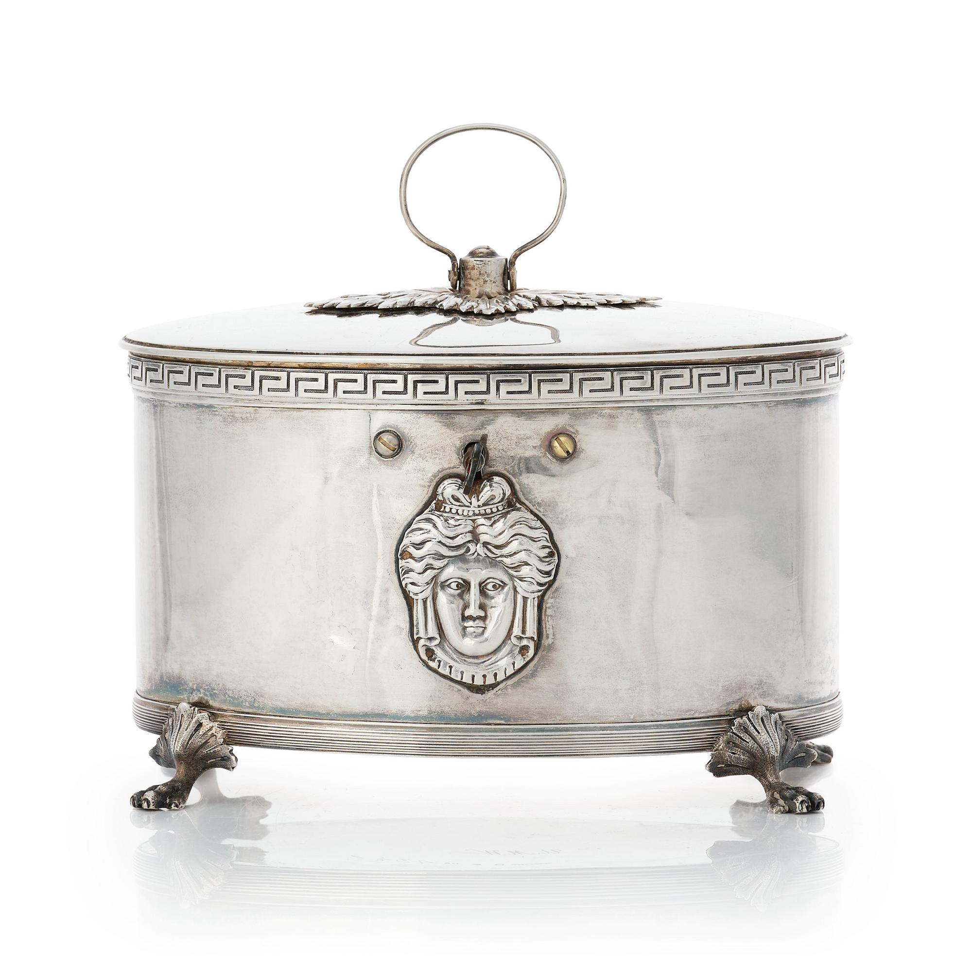 Pehr eller Adolf Zethelius, sockerskrin, silver, Stockholm 1810. Empire.