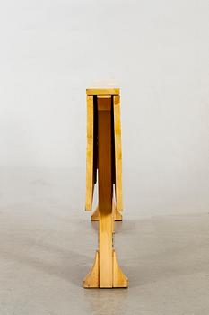 A pine wood gated leg table, design by Olof Pira "Sold Form".