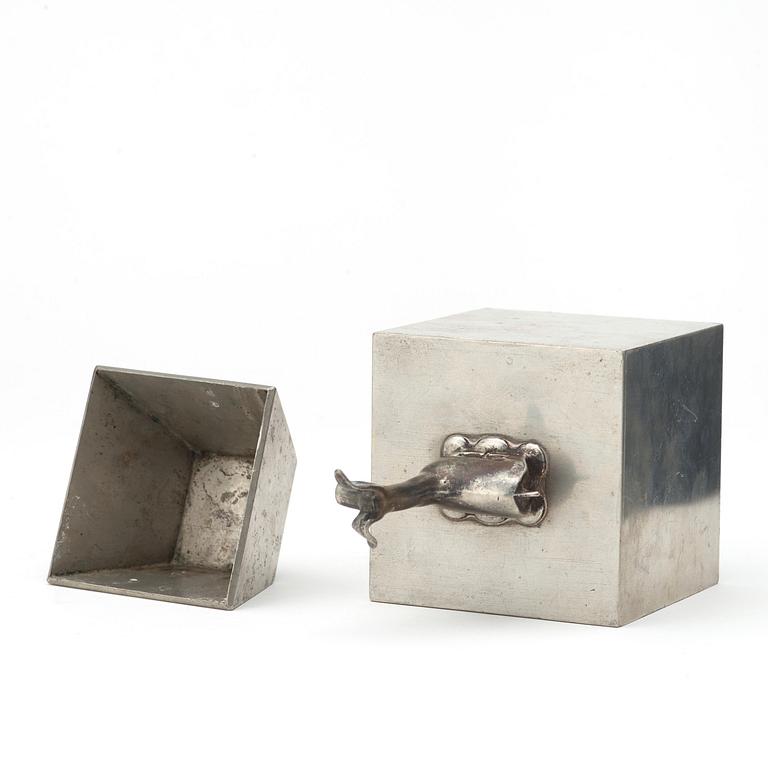 A Svenskt Tenn pewter box and a bowl.