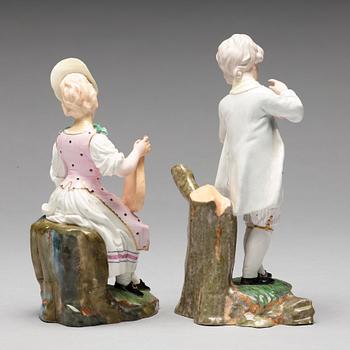 FIGURINER, två stycken, porslin. Höchst, 1700-tal.