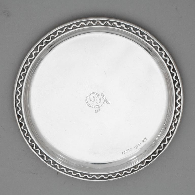 GLASUNDERLÄGG, 10 st, silver, GAB, 1970-tal. Tot ca 195 gram.