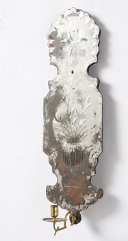 Spegellampetter, ett par, för ett ljus, omkring år 1900, Senbarockstil med delvis äldre delar.