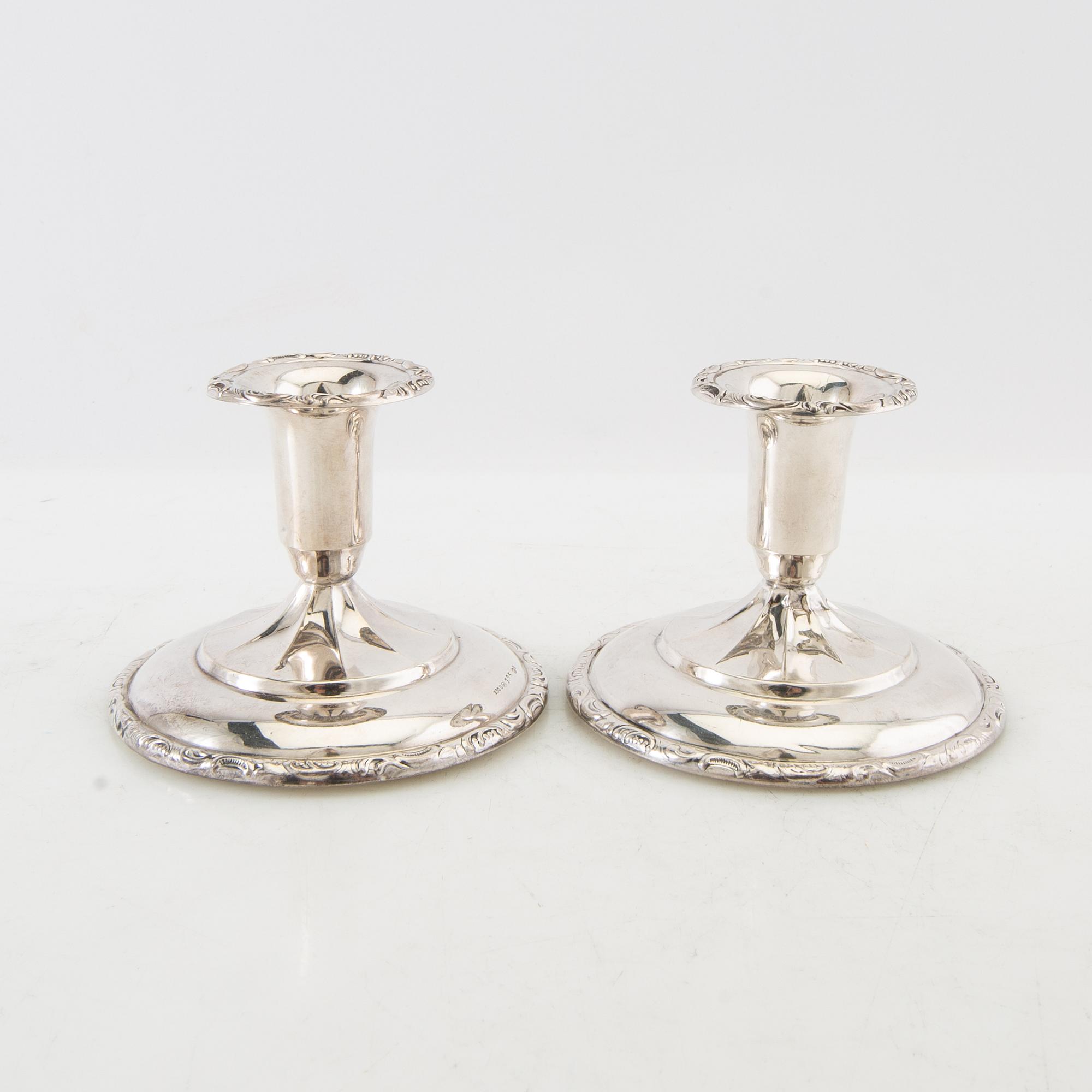 Ljusstakar 5 st silver Ceson Göteborg 1957 samt svenska importstämplar 1900-talets mitt.