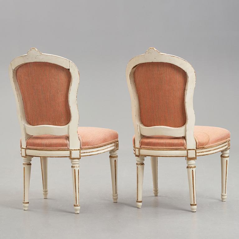 A pair of Gustavian 1780's chairs attributed to Jacob Malmsten (master in Stockholm 1780-1788).