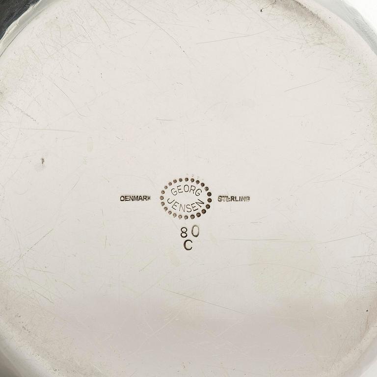 Georg Jensen, a sterling silver three-piece coffee set, Copenhagen, Denmark, after 1945, design no 80B and 80C.