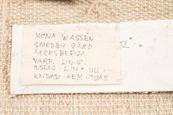 Mona Wassén, a tapestry, tapestry weave, ca 107 x 58,5 cm, signed Mona Wassén.