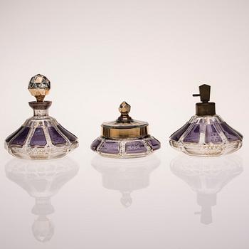 PARFYYMISETTI, lasia, 3 osaa, 1900-luvun alku.