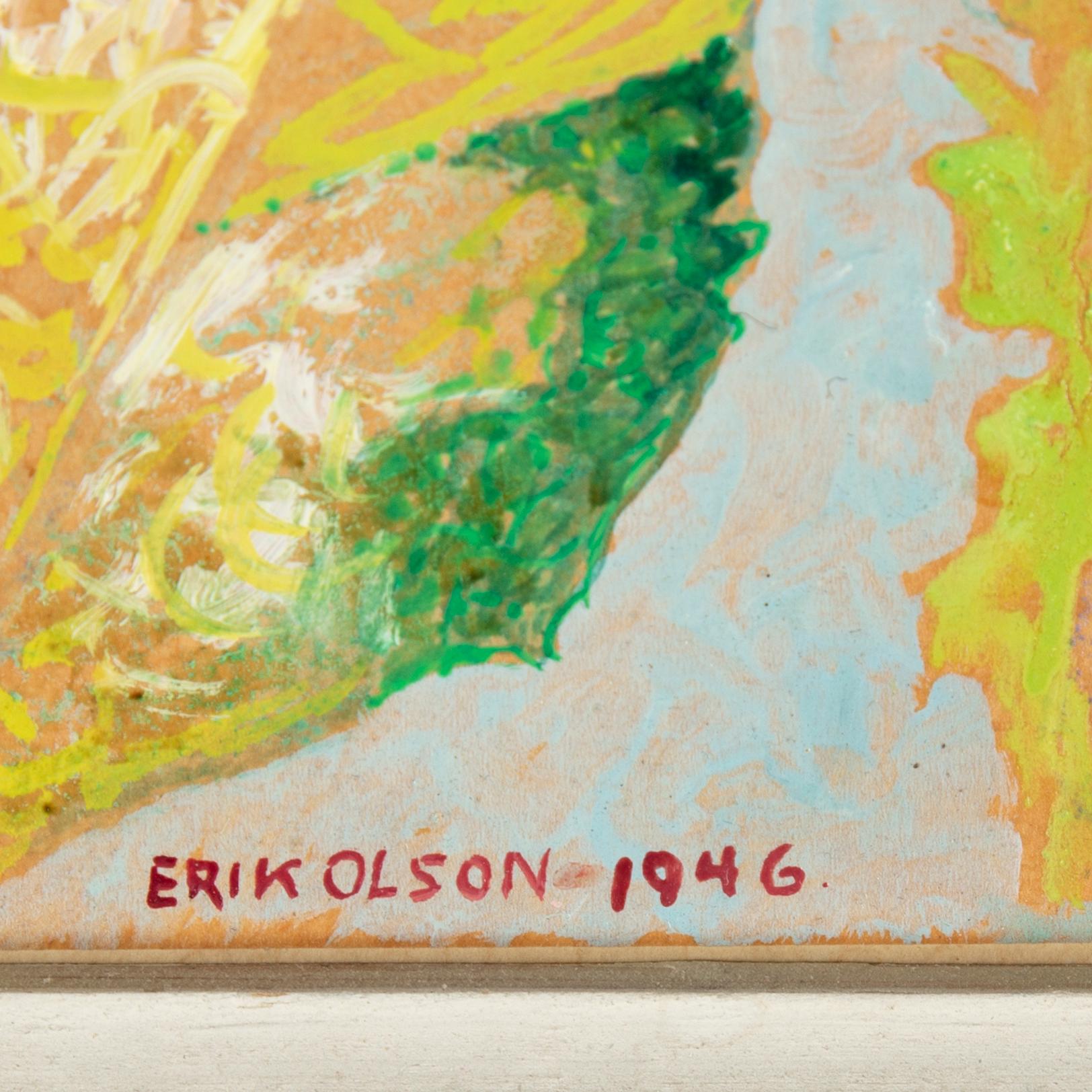 Erik Olson, olja på pannå, signerad och daterad 1946.