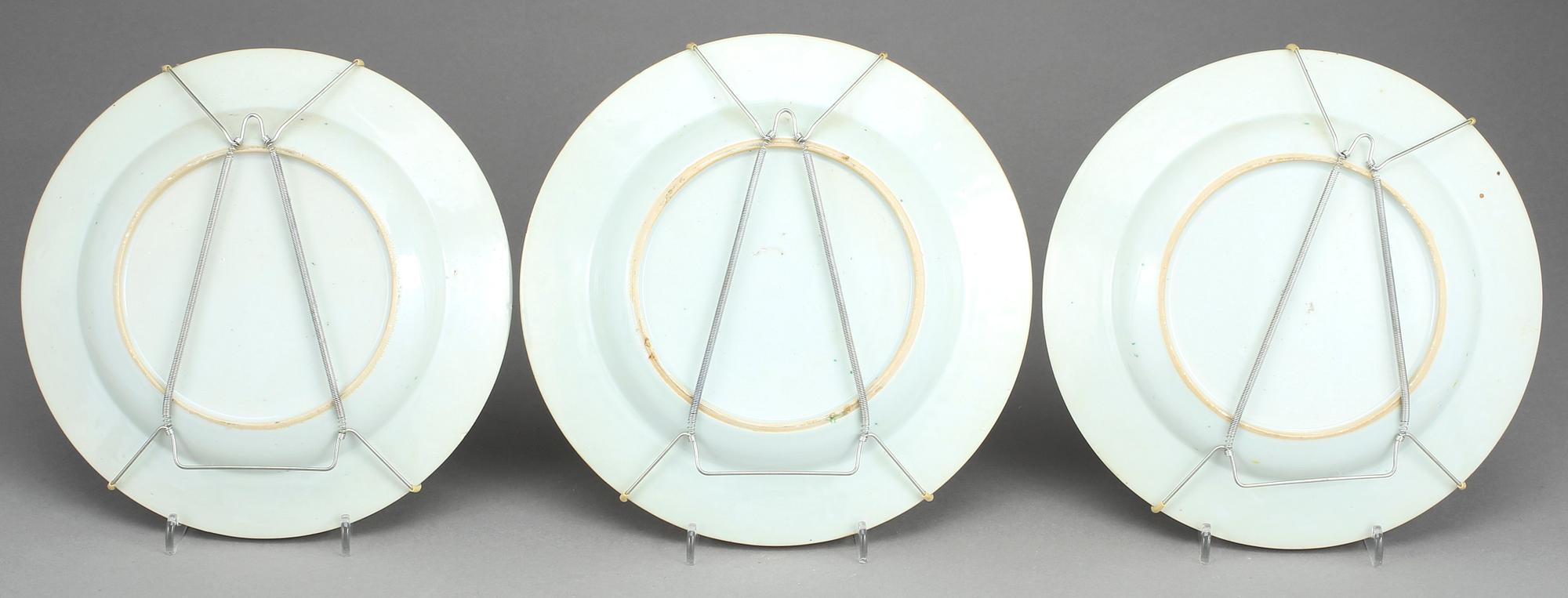 TALLRIKAR, 3st, porslin, Kina, Qianlong (1736-95).