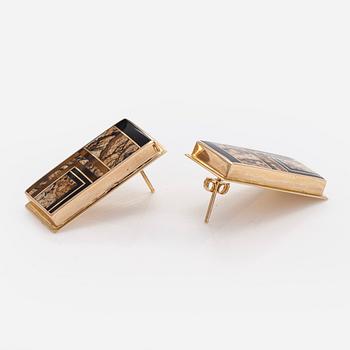 Pendant and earrings, 14K gold, Navajo.
