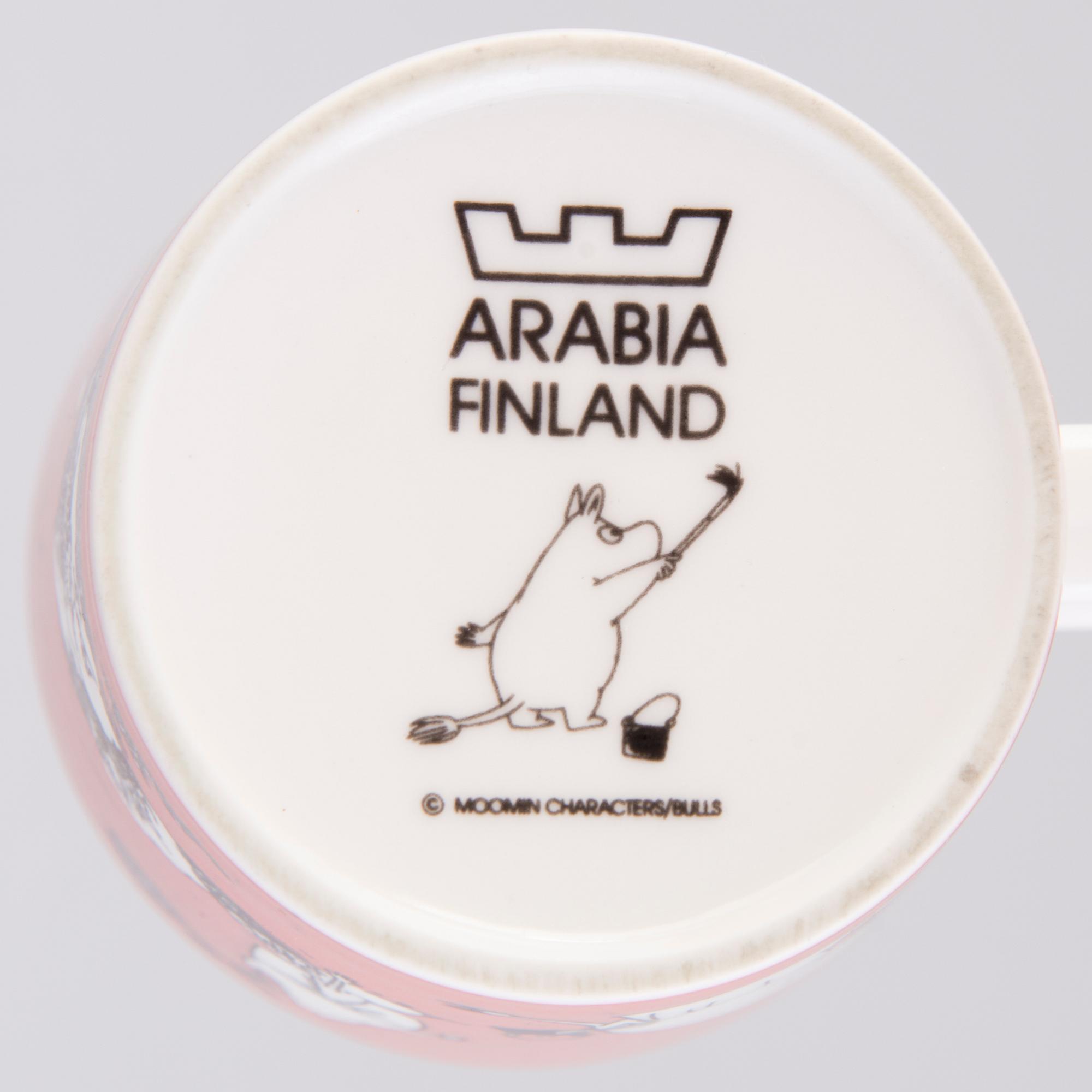 MUMINMUGG, porslin, "Mug mörk rosa",  Moomin Characters, Arabia 1991-1999.