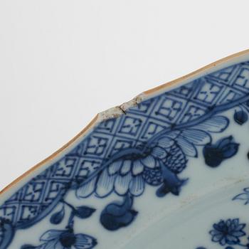 A group of five Chinese porcelain dishes, Qing dynasty, 18th Century.