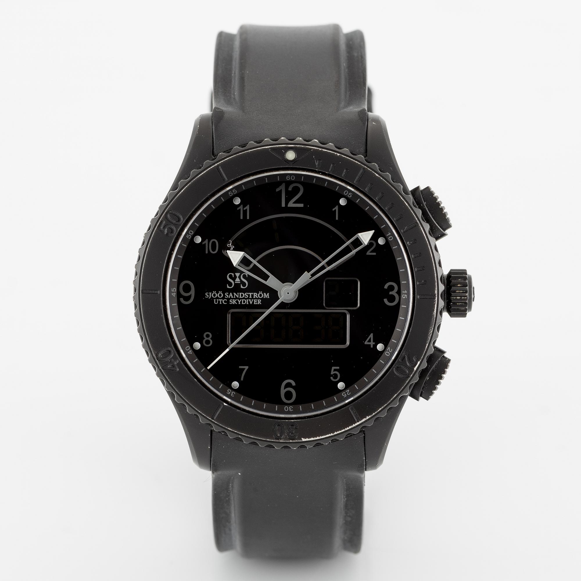 Sjöö Sandström, UTC Skydiver Black Night, wristwatch, 44.2 mm.