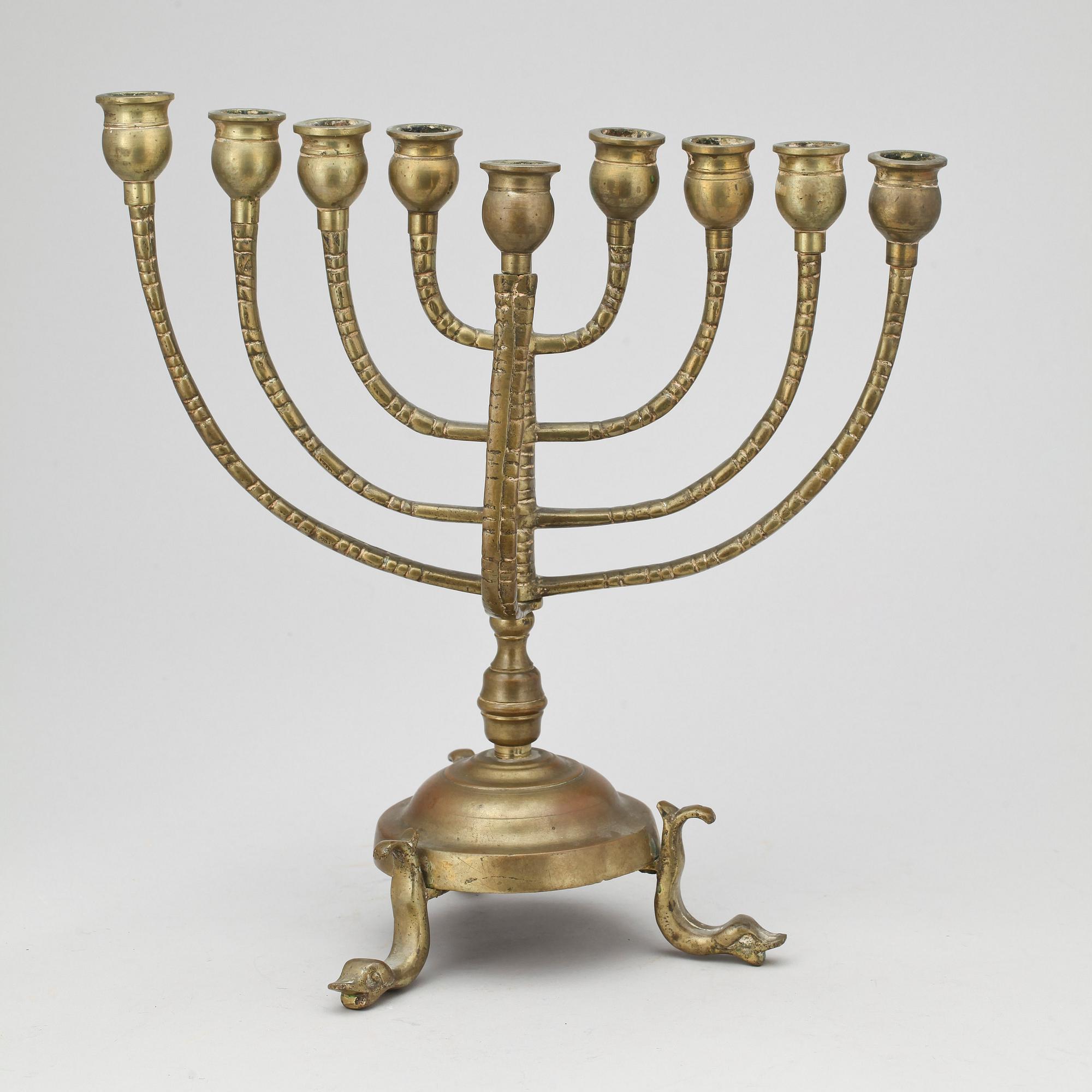 KANDELABER, mässing, judisk, 1900-tal.