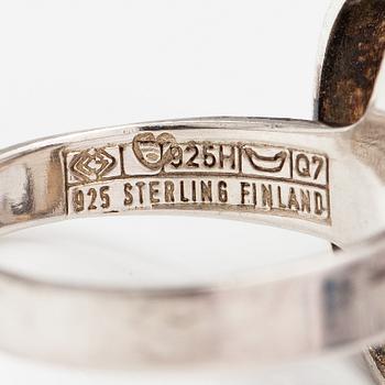 A silver ring and bracelet with rock crystals. Granit, Helsinki 1967.