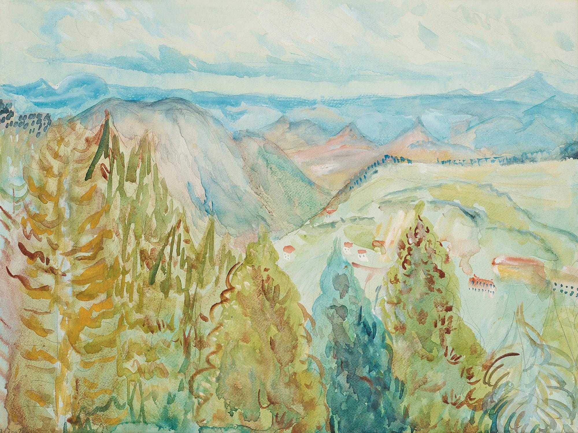 SIGRID HJERTÉN. Akvarell. Signerad Hjertén.