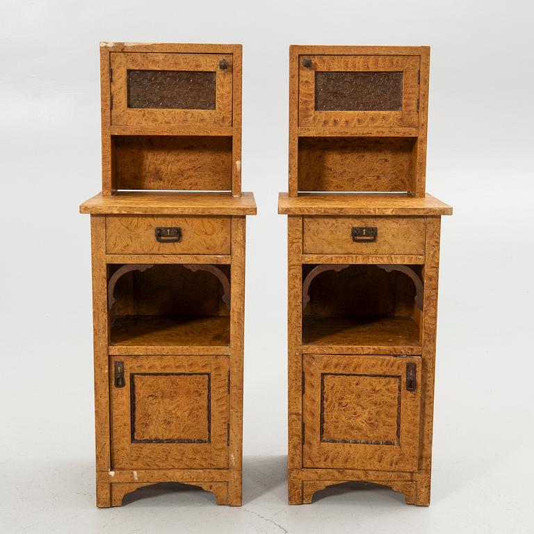 Bedside tables, a pair, first half of the 20th century.