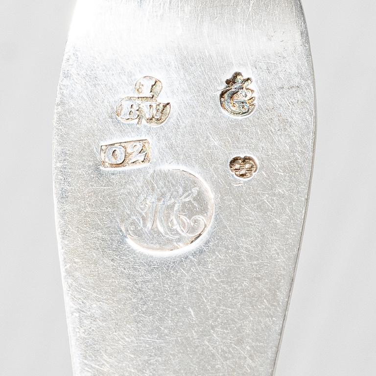 Jacob Blomsterwall, twelve silver spoons, Gothenburg 1796.