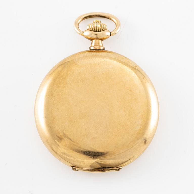 Omega, pocket watch, 14K gold, lever escapement, "Red Twelve", 52.5 mm.