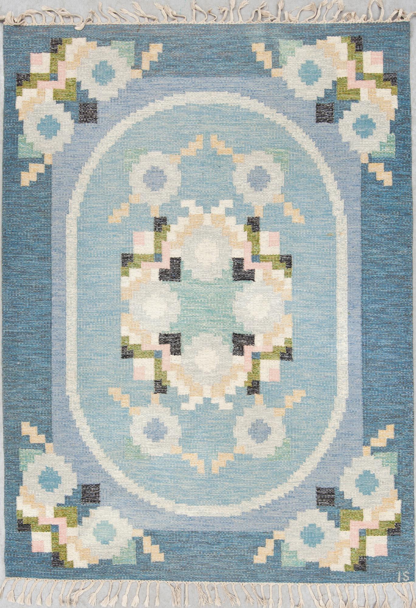 MATTA, rölakan, signerad IS (Ingegerd Silow), 1900-talets andra hälft. Ca 226 X 166 cm.