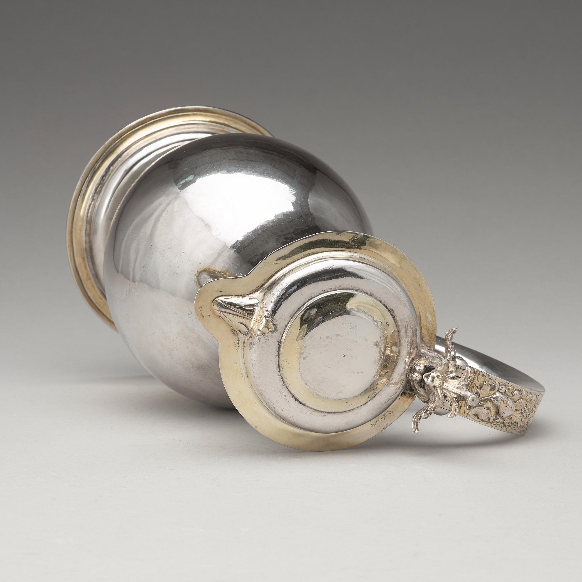 Didrik Hansson Hysing, vinkanna, silver, (verksam i Stockholm 1676-1701). Barock.