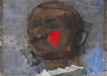 785. Ragnar Sandberg, Self-portrait with red spot.