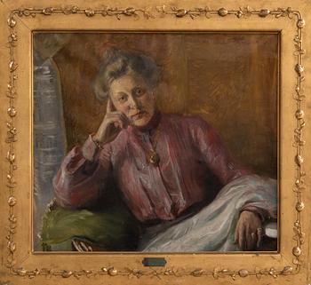 Algot Ringström, Portrait - waist-length image of an unknown woman.