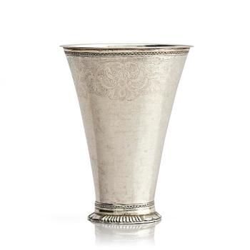 275. A Swedish 18th century parcel-gilt silver beaker, mark of Christoffer Wasserman, Lindesberg (1734-1770).