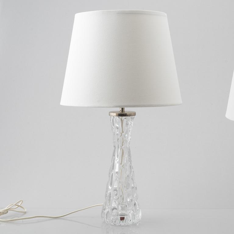 Carl Fagerlund, a pair of "RD-1477" glass table lamps, Orrefors, Sweden.