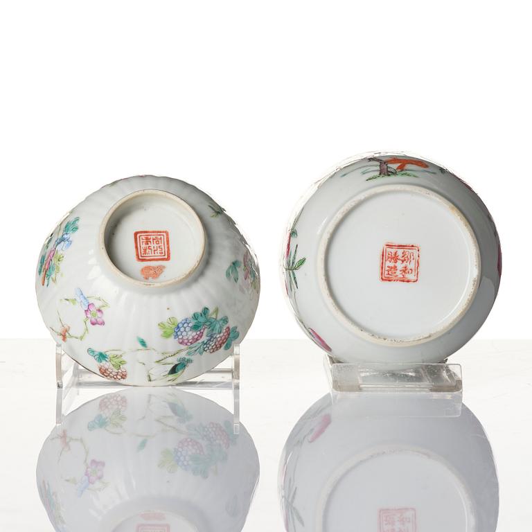 Parti, sex delar, porslin. Sen Qingdynasti/tidigt 1900-tal.