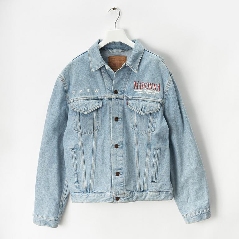 A Levis "CREW" jeans jacket from The Madonna Blond Ambition World Tour, 1990, Size L.