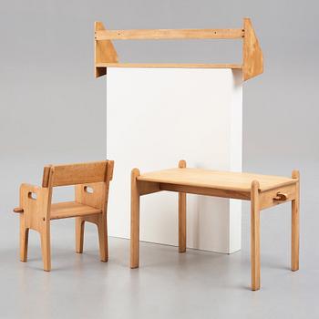 HANS J WEGNER, Peter's Chair, Table and Shelf", FDB Møbler, Danmark 1940-tal.