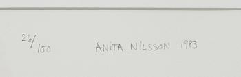ANITA NILSSON, färglitografi, signerad, numrerad och daterad, 26/100 1983.