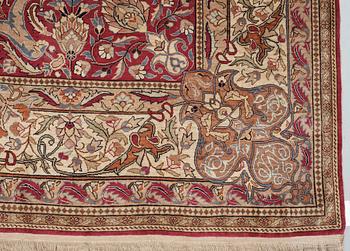 SEMI-ANTIQUE/OLD SILK TURKISH. 229 x 149 cm. (one end has 1 cm flat weave, the other has 2,5 cm).