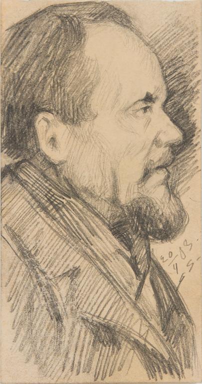 Santeri Salokivi, Teckningar, 5 st, Mansporträtt och Landskap.