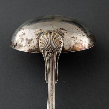 22 swedish silver spoons and one ladle, from the 19th and 20th century.